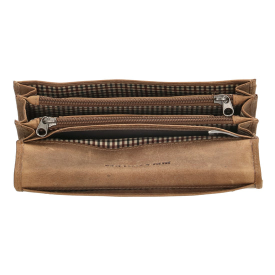 Lederbörse|Handyfähig 15,5x9cm in Cognac mit Überschlag und RFID-Schutz - leder-accessoires.com