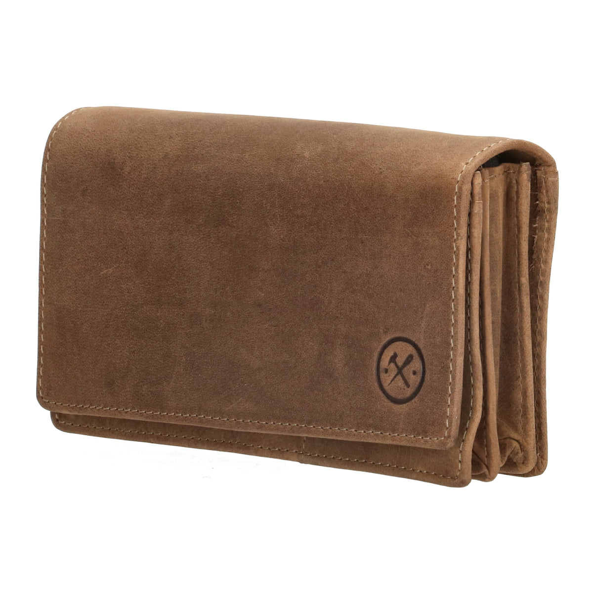 Lederbörse|Handyfähig 15,5x9cm in Cognac mit Überschlag und RFID-Schutz - leder-accessoires.com