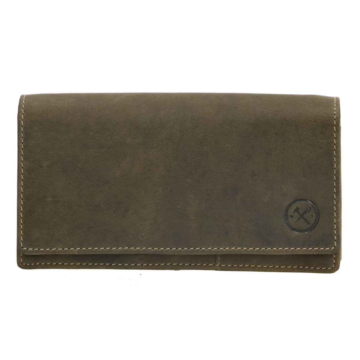 Lederbörse|Handyfähig 15,5x9cm in Oliv mit Überschlag und RFID-Schutz - leder-accessoires.com