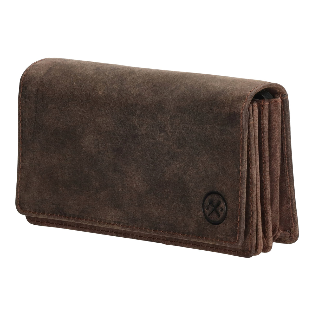 Lederbörse|Handyfähig 15,5x9cm in Braun mit Überschlag und RFID-Schutz - leder-accessoires.com