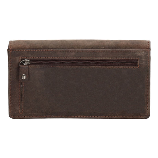 Lederbörse|Handyfähig 15,5x9cm in Braun mit Überschlag und RFID-Schutz - leder-accessoires.com