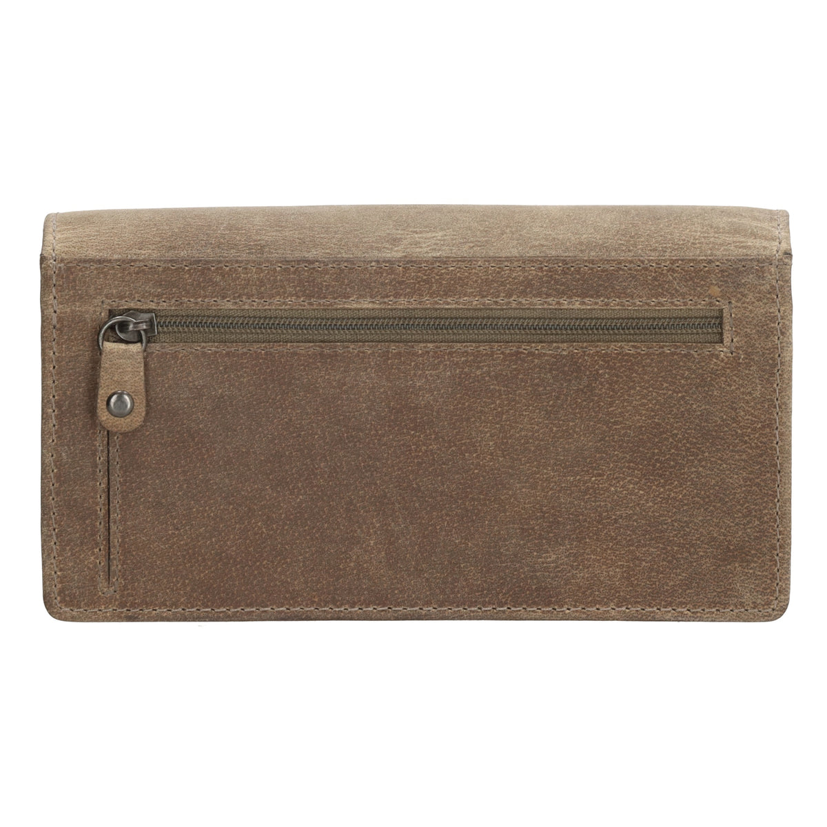 Lederbörse|Handyfähig 15,5x9cm in Taupe mit Überschlag und RFID-Schutz - leder-accessoires.com