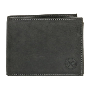 Geldbörse Querformat 12 x 9,5cm in Schwarz mit Riegel - leder-accessoires.com