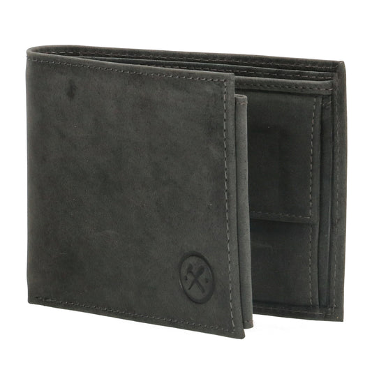 Geldbörse Querformat 12 x 9,5cm mit Riegel in Schwarz aus Leder - leder-accessoires.com