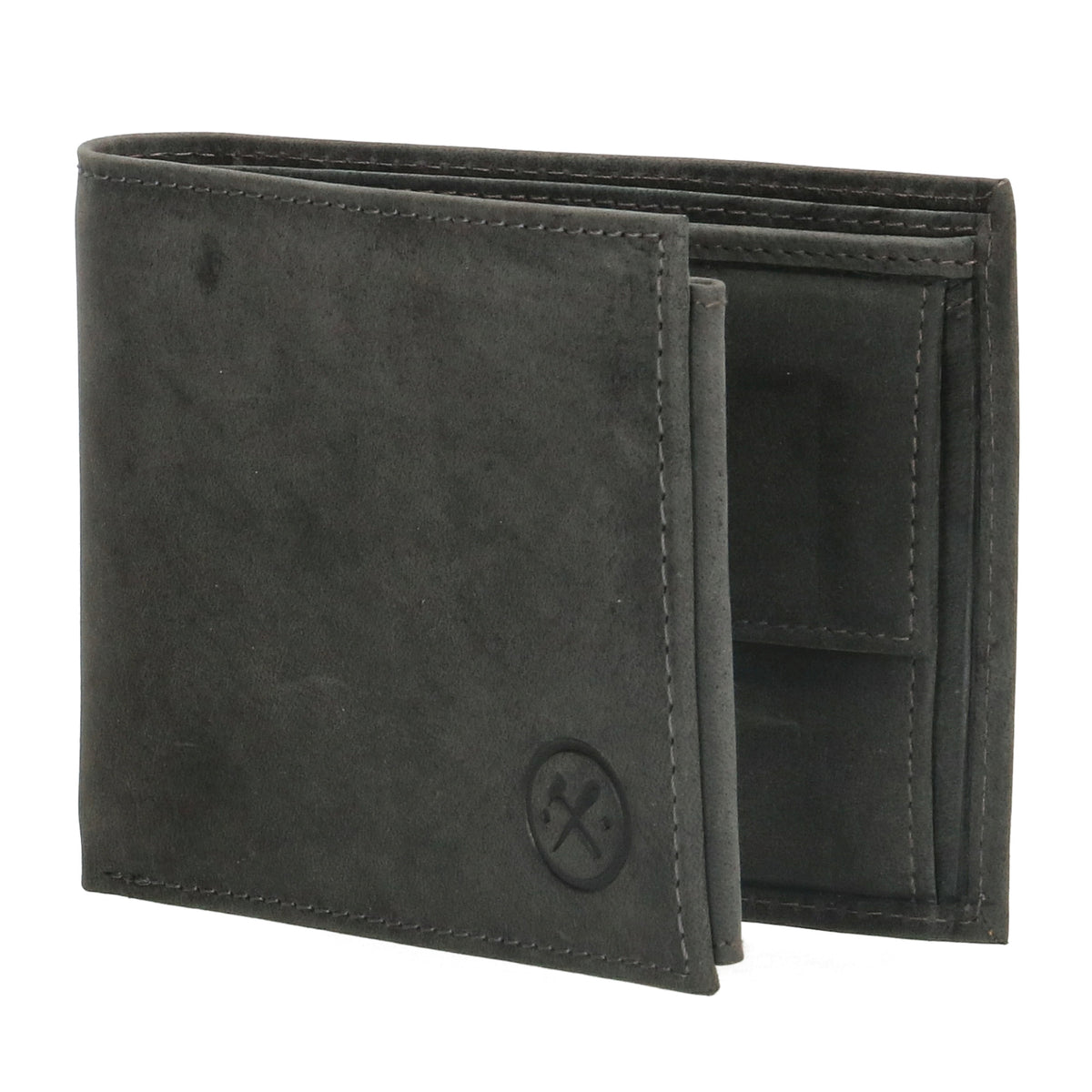Geldbörse Querformat 12 x 9,5cm in Schwarz mit Riegel - leder-accessoires.com