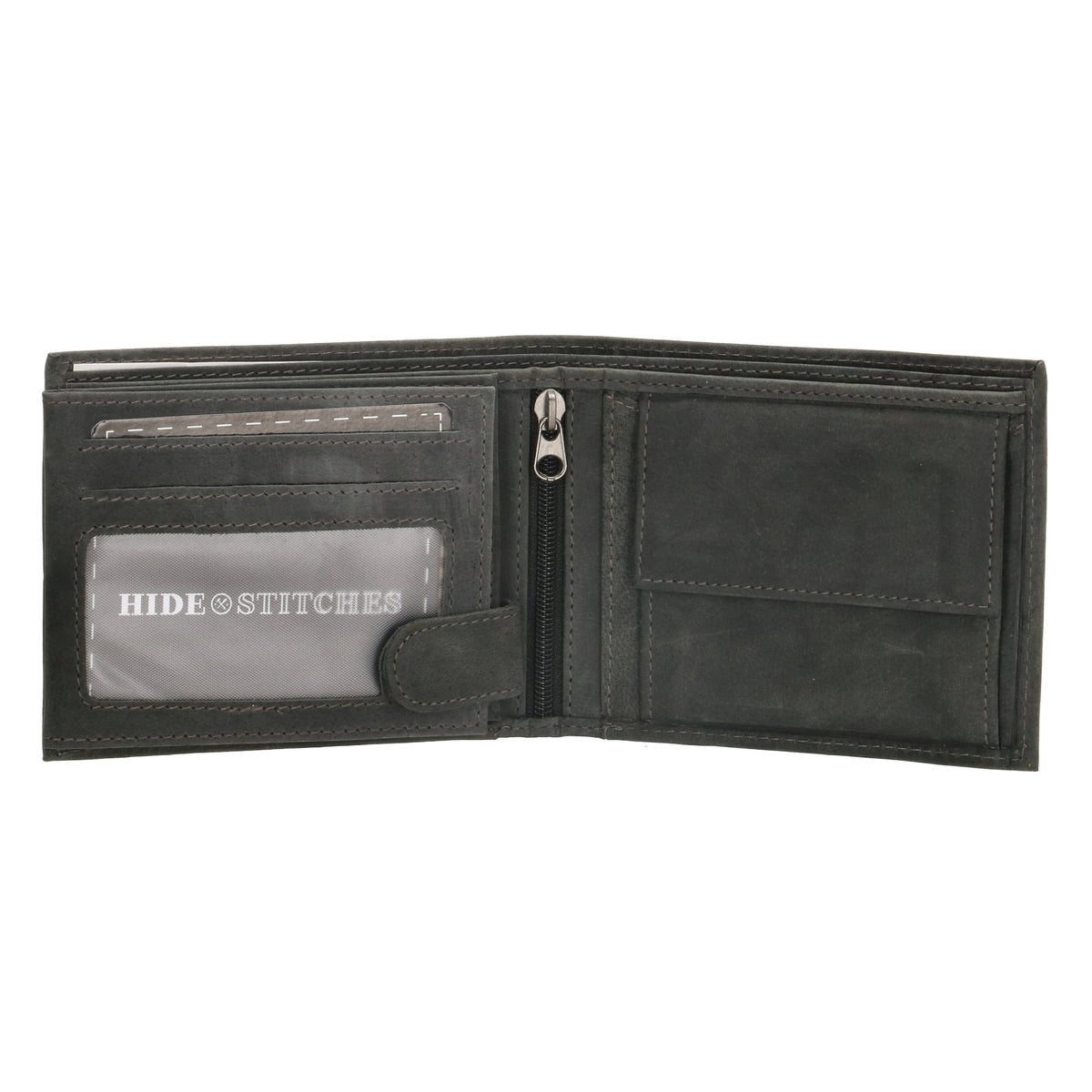 Geldbörse Querformat 12 x 9,5cm mit Riegel in Schwarz aus Leder - leder-accessoires.com