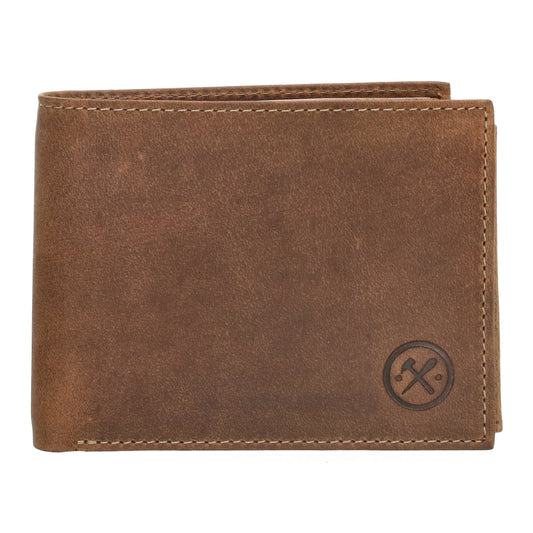 Geldbörse Querformat 12 x 9,5cm in Cognac mit Riegel - leder-accessoires.com