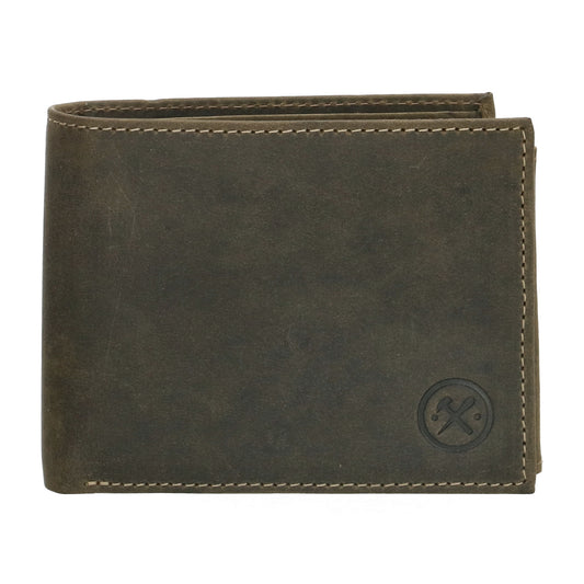 Geldbörse Querformat 12 x 9,5cm mit Riegel in Olivgrün aus Leder - leder-accessoires.com