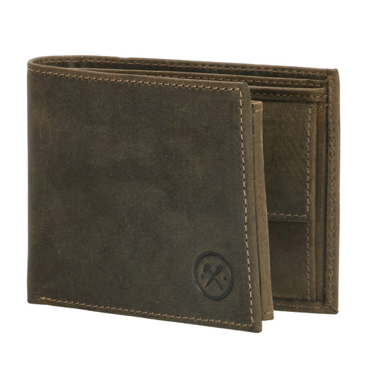 Geldbörse Querformat 12 x 9,5cm mit Riegel in Olivgrün aus Leder - leder-accessoires.com