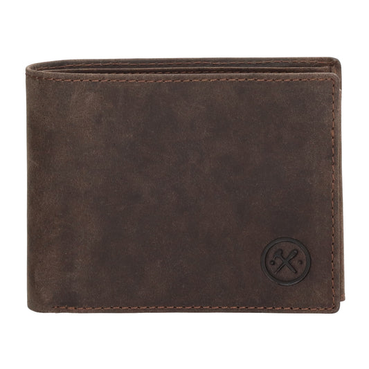 Geldbörse Querformat 12 x 9,5cm in Braun mit Riegel - leder-accessoires.com