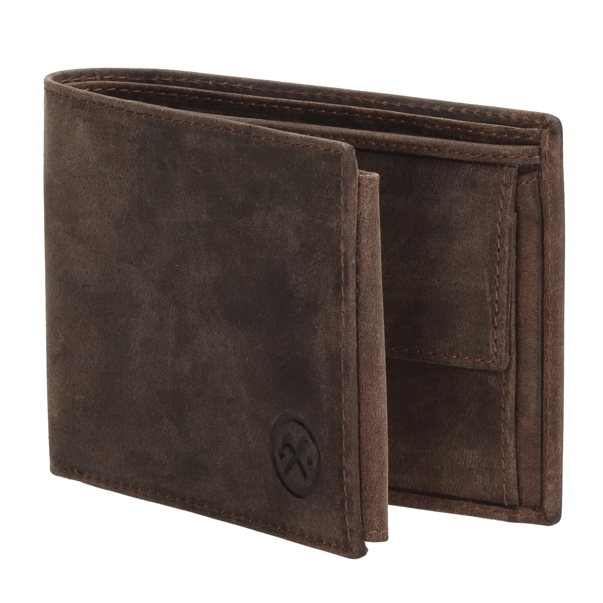 Geldbörse Querformat 12 x 9,5cm in Braun mit Riegel - leder-accessoires.com