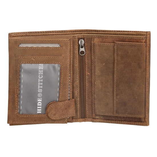 Geldbörse Hochformat 12 x 9cm mit Riegel in Cognac aus Leder - leder-accessoires.com