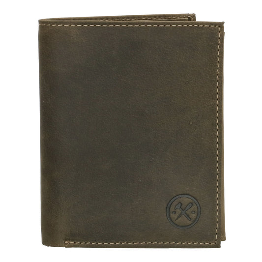 Geldbörse Hochformat 12 x 9cm mit Riegel in Olivgrün aus Leder - leder-accessoires.com