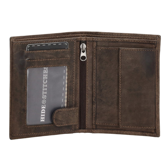Geldbörse Hochformat 12 x 9cm mit Riegel in Braun aus Leder - leder-accessoires.com