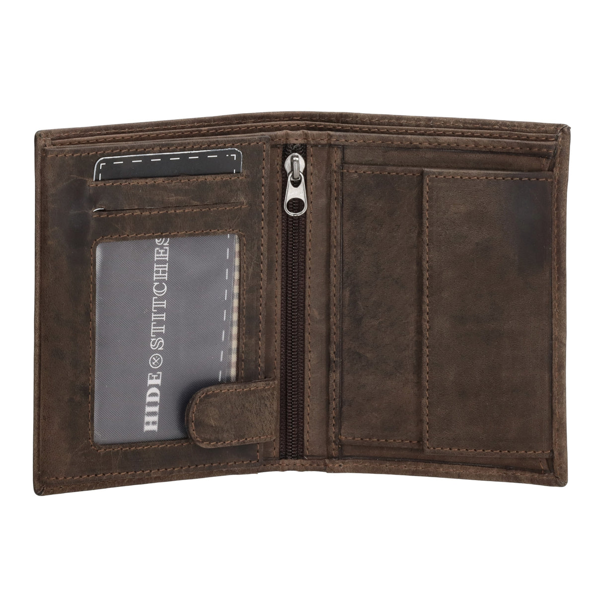 Geldbörse Hochformat 12 x 9cm mit Riegel in Braun aus Leder - leder-accessoires.com