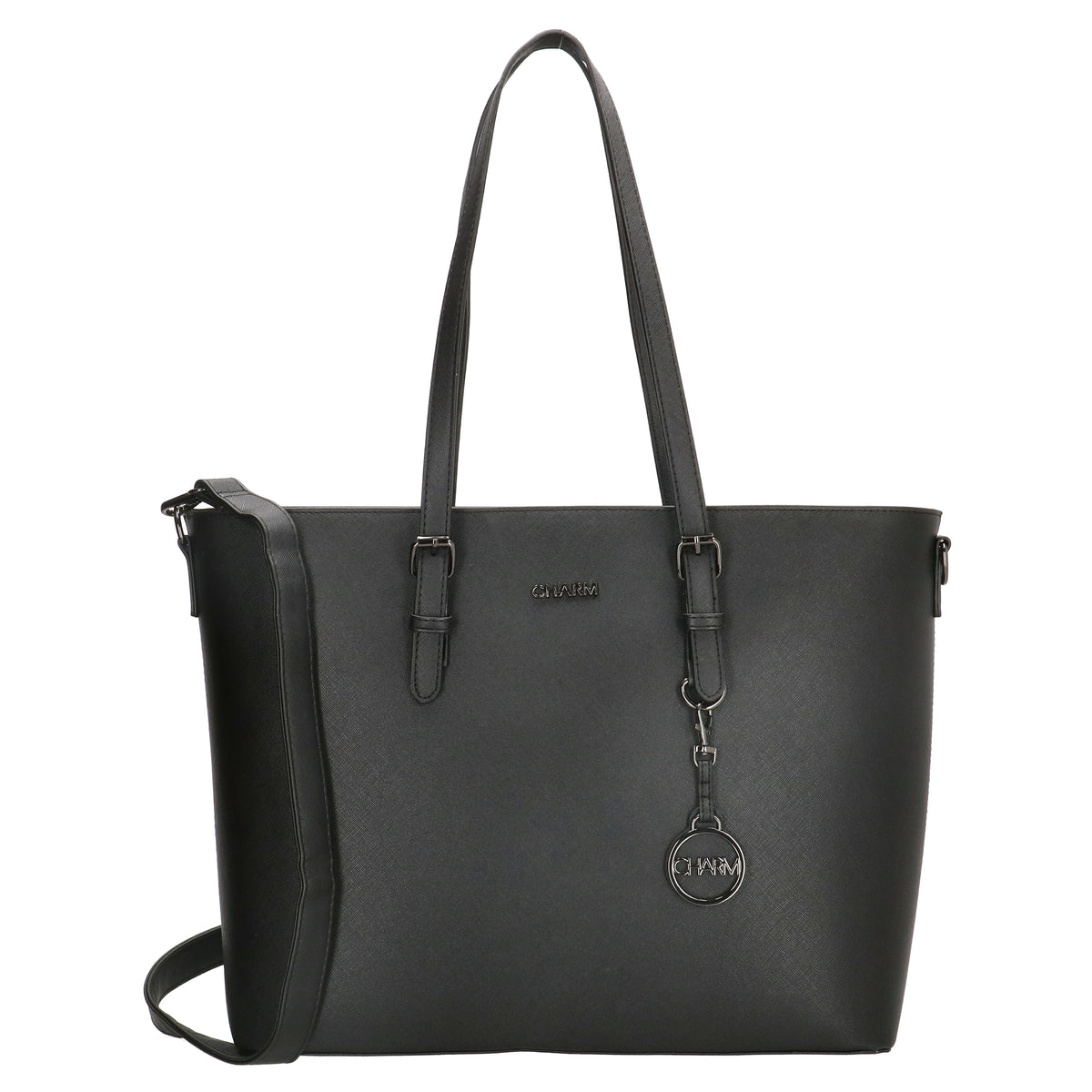 XXL Shopper Schwarz 47x32,5cm in hochwertiger Lederoptik - leder-accessoires.com