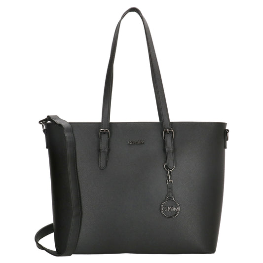 XXL Shopper Schwarz 47x32,5cm in hochwertiger Lederoptik - leder-accessoires.com