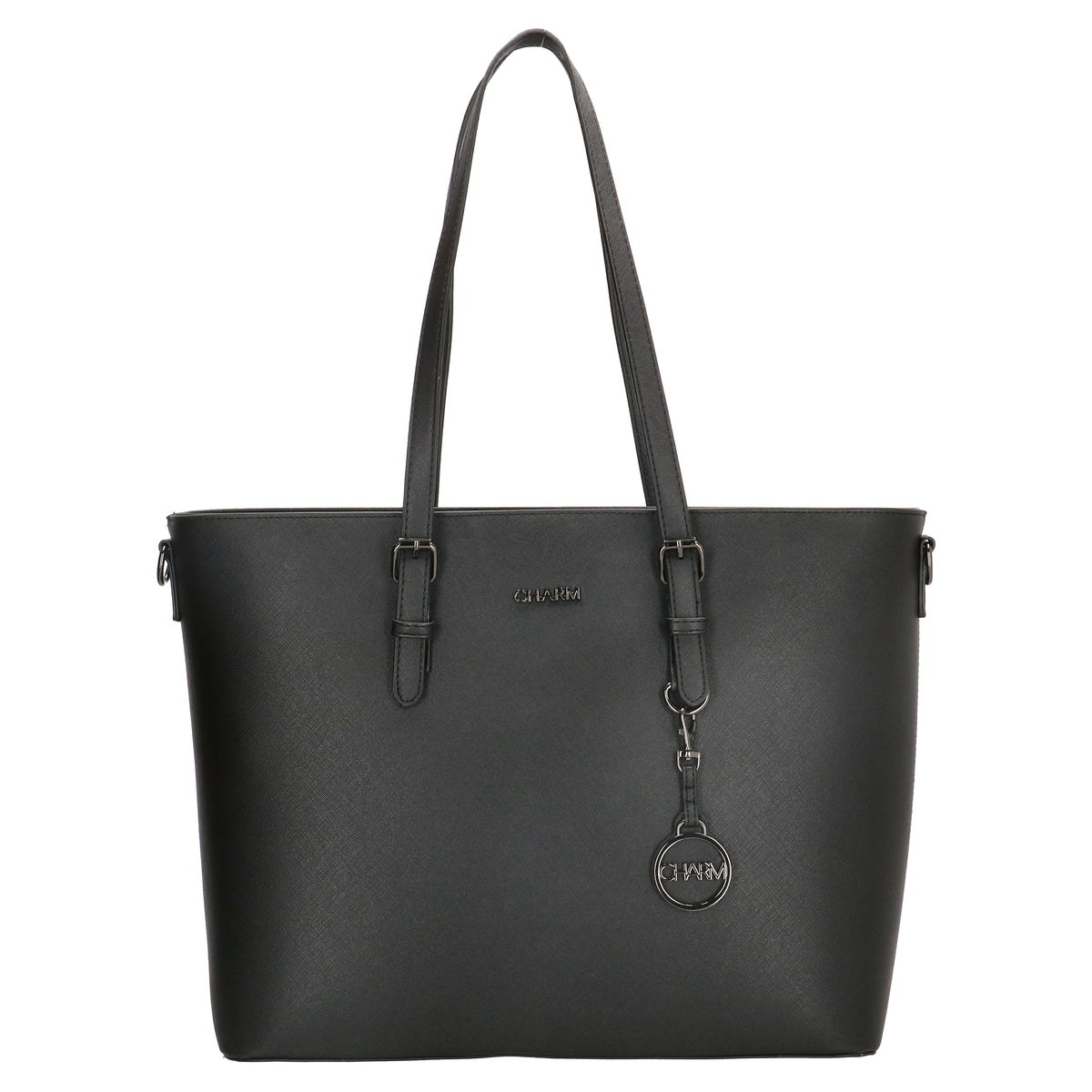 XXL Shopper Schwarz 47x32,5cm in hochwertiger Lederoptik - leder-accessoires.com