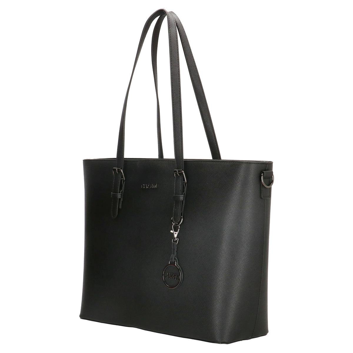 XXL Shopper Schwarz 47x32,5cm in hochwertiger Lederoptik - leder-accessoires.com