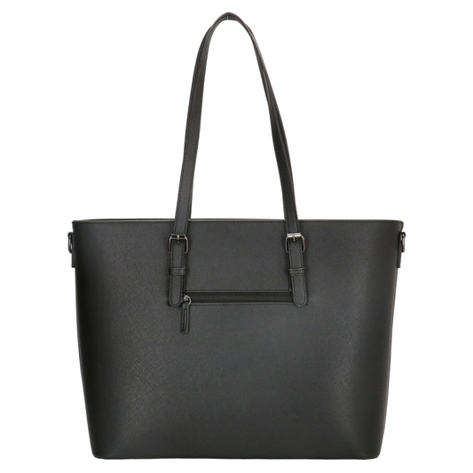 XXL Shopper Schwarz 47x32,5cm in hochwertiger Lederoptik - leder-accessoires.com
