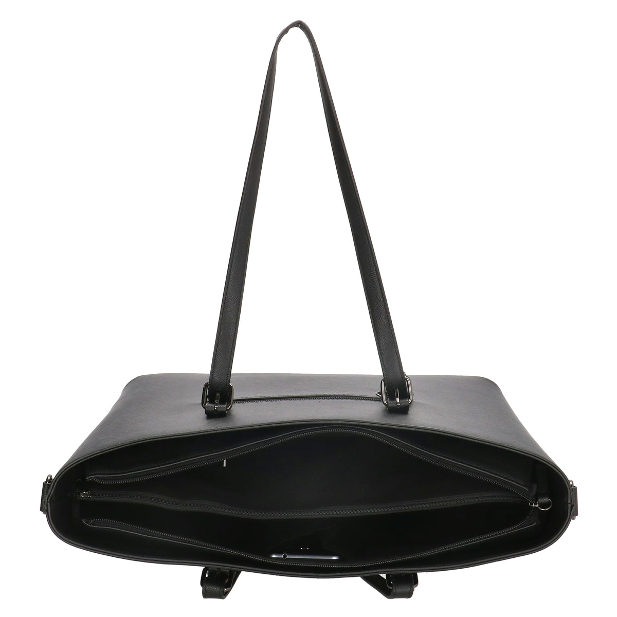 XXL Shopper Schwarz 47x32,5cm in hochwertiger Lederoptik - leder-accessoires.com