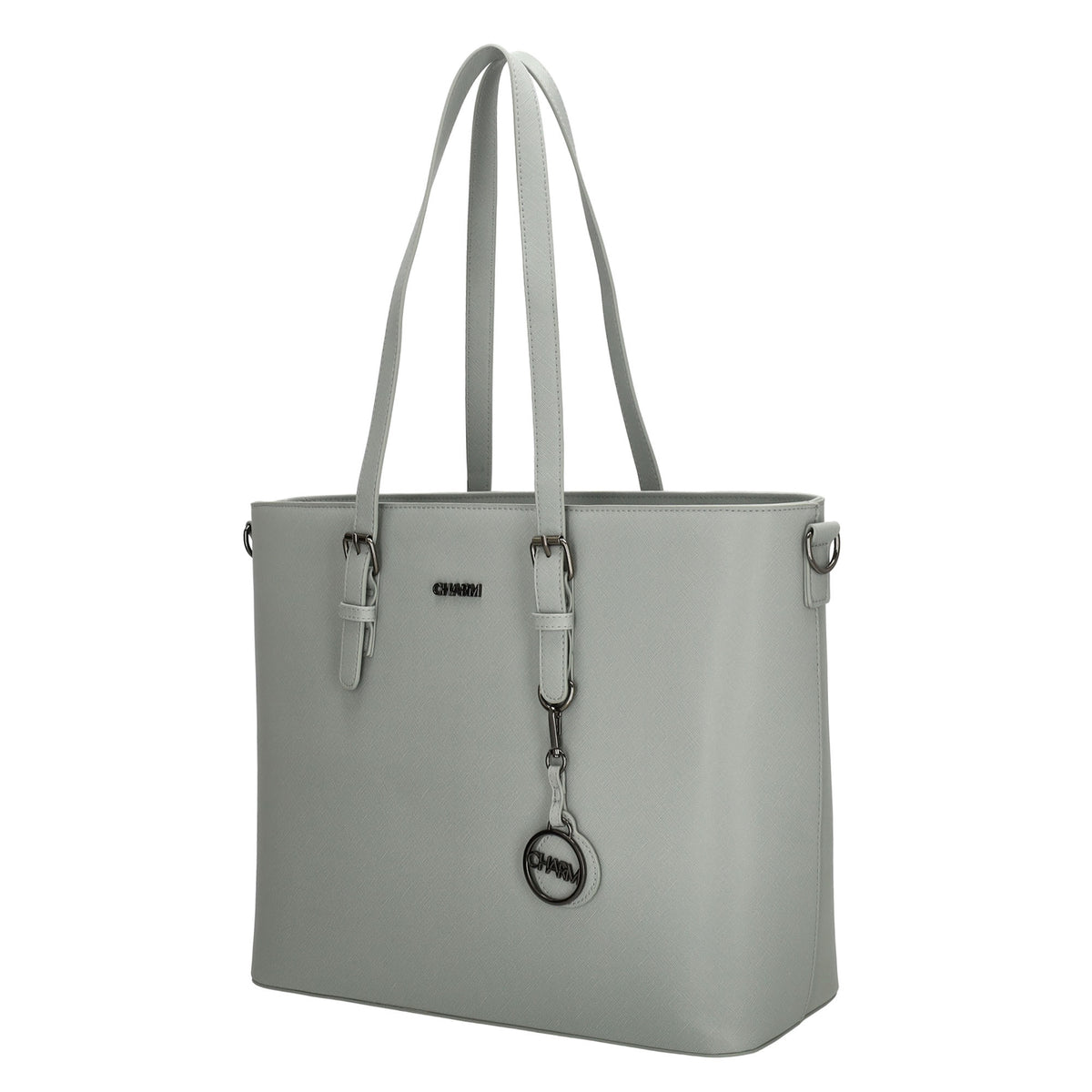 XXL Shopper Grau 47x32,5cm in hochwertiger Lederoptik - leder-accessoires.com