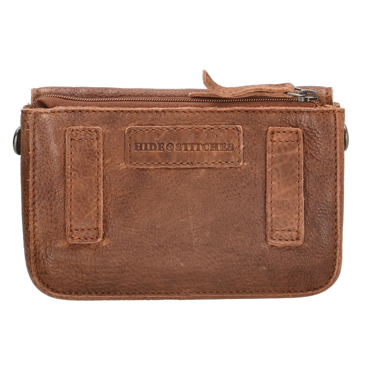 Schultertasche 18x11cm in Cognac aus Leder mit Überschlag - leder-accessoires.com