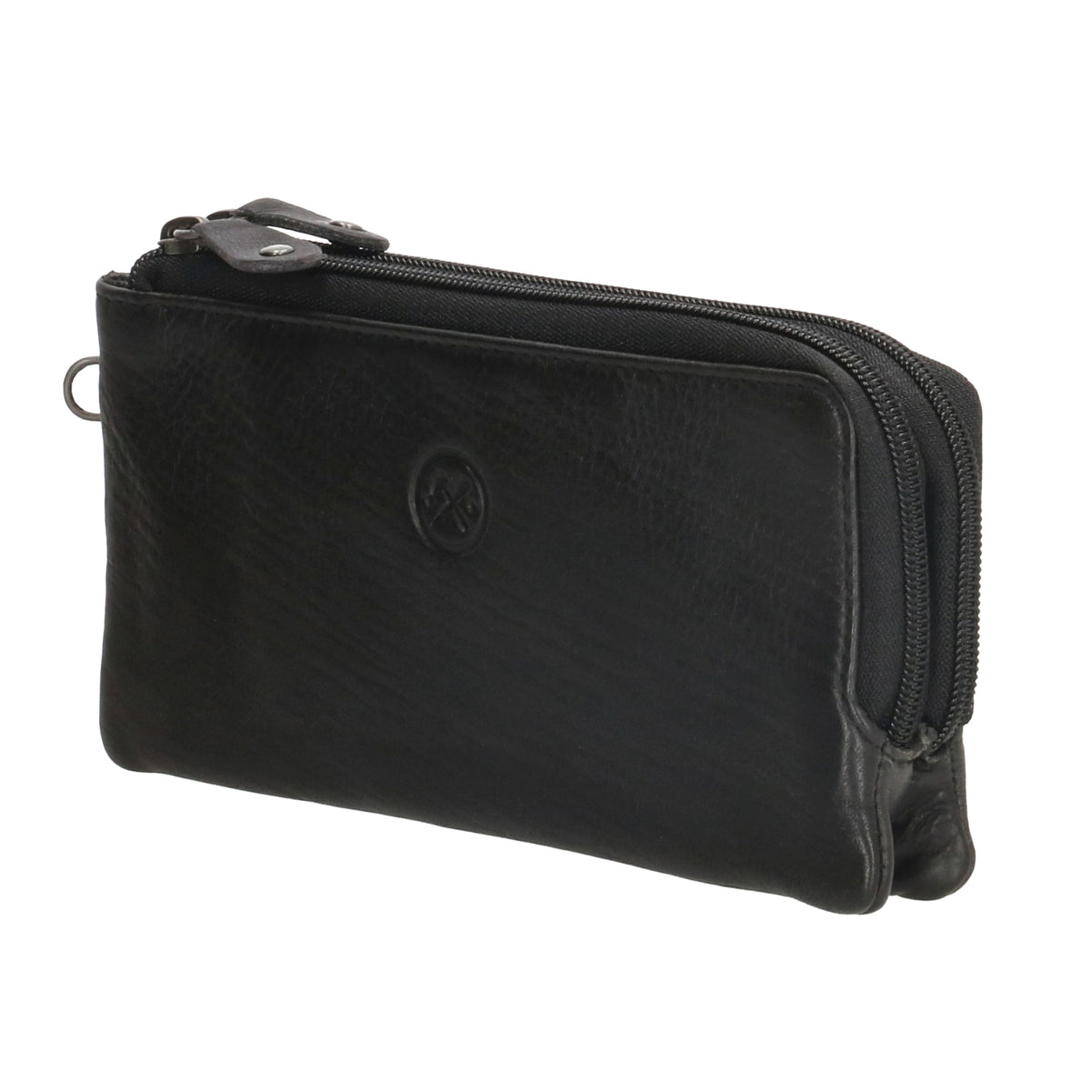 Lederbörse|Handyfähig 18,5x9cm in Schwarz mit Reißverschluss und RFID-Schutz - leder-accessoires.com