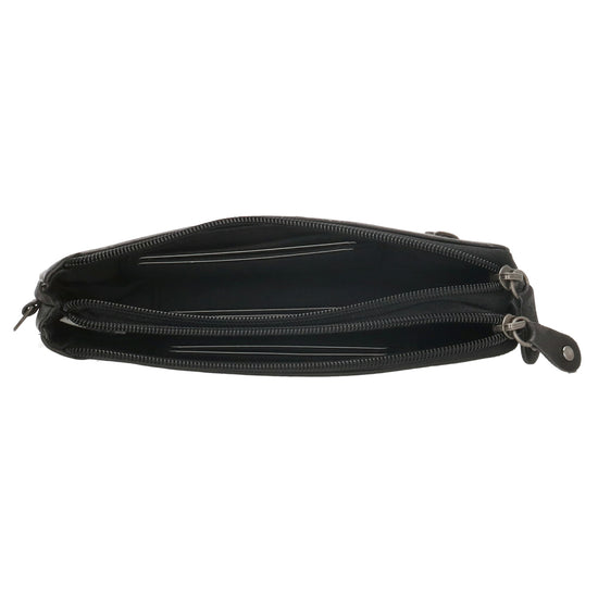 Lederbörse|Handyfähig 18,5x9cm in Schwarz mit Reißverschluss und RFID-Schutz - leder-accessoires.com