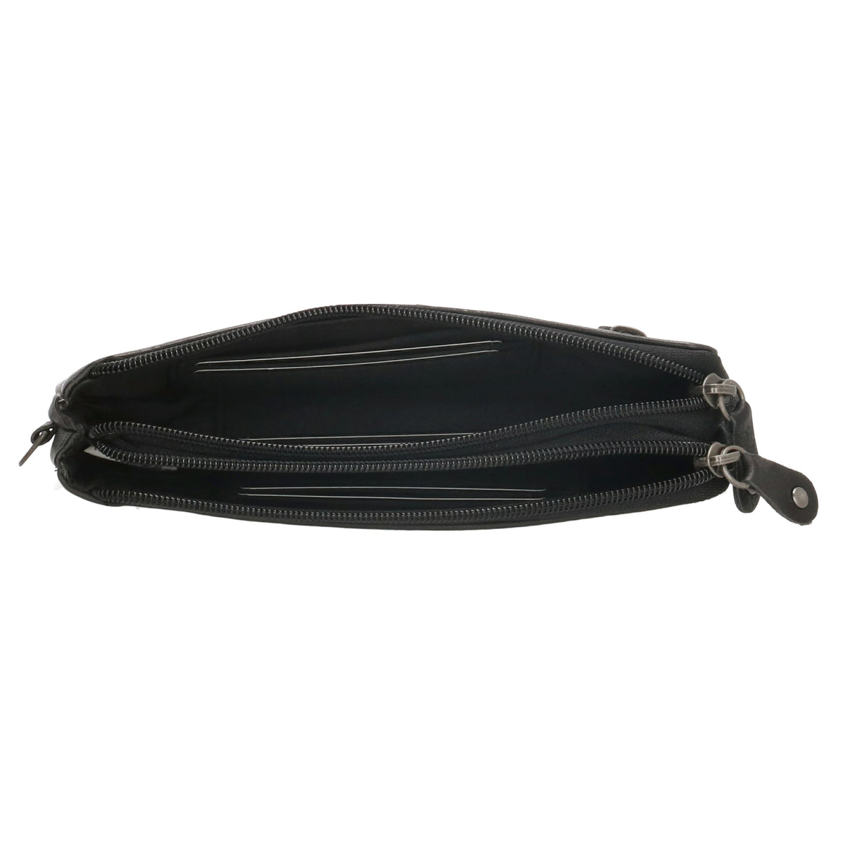 Lederbörse|Handyfähig 18,5x9cm in Schwarz mit Reißverschluss und RFID-Schutz - leder-accessoires.com