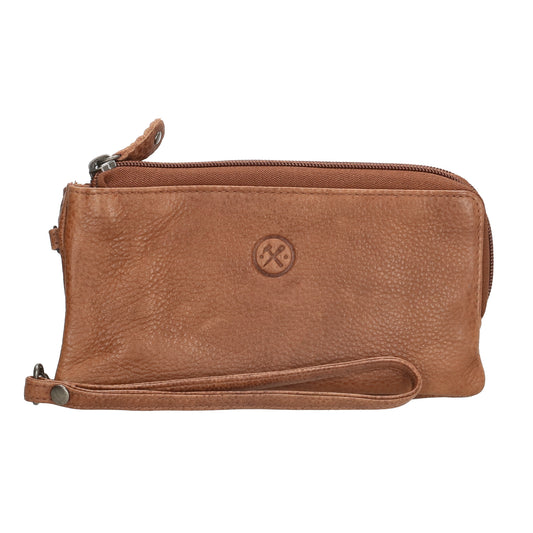 Lederbörse|Handyfähig 18,5x9cm in Cognac mit Reißverschluss und RFID-Schutz - leder-accessoires.com