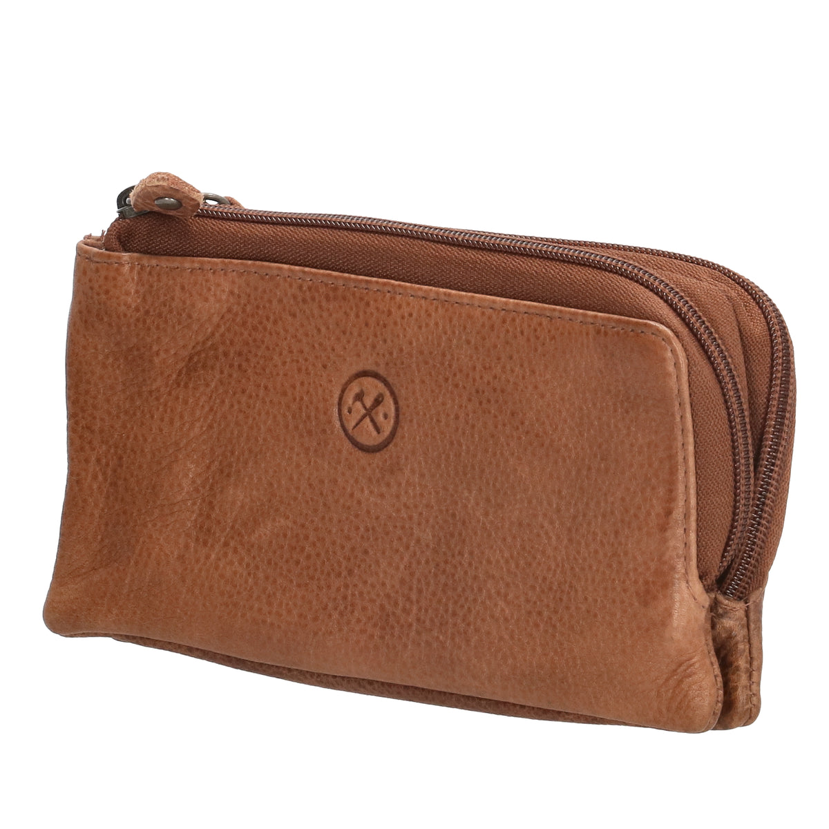 Lederbörse|Handyfähig 18,5x9cm in Cognac mit Reißverschluss und RFID-Schutz - leder-accessoires.com