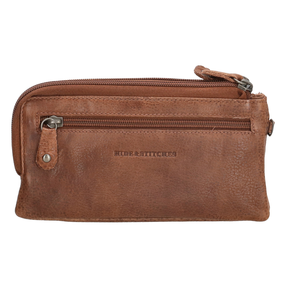 Lederbörse|Handyfähig 18,5x9cm in Cognac mit Reißverschluss und RFID-Schutz - leder-accessoires.com