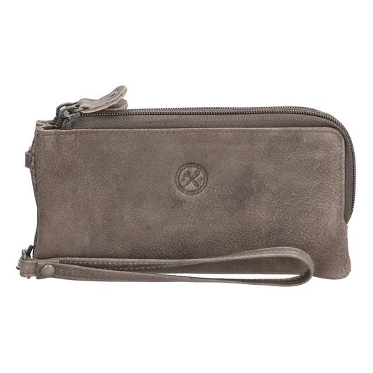 Lederbörse|Handyfähig 18,5x9cm in Taupe mit Reißverschluss und RFID-Schutz - leder-accessoires.com