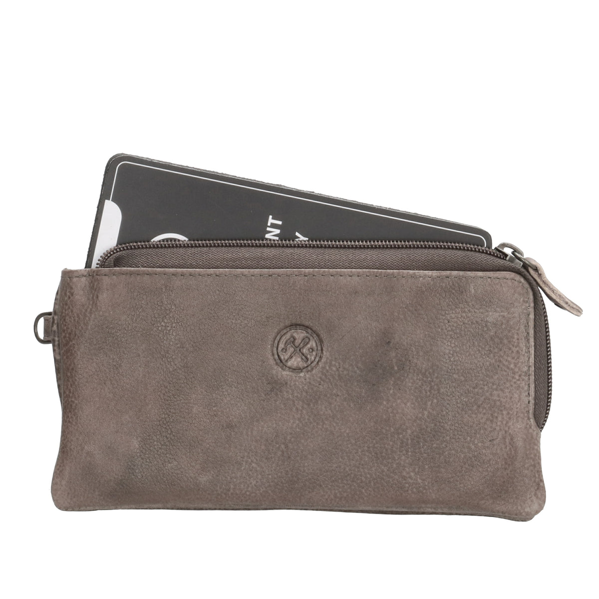 Lederbörse|Handyfähig 18,5x9cm in Taupe mit Reißverschluss und RFID-Schutz - leder-accessoires.com