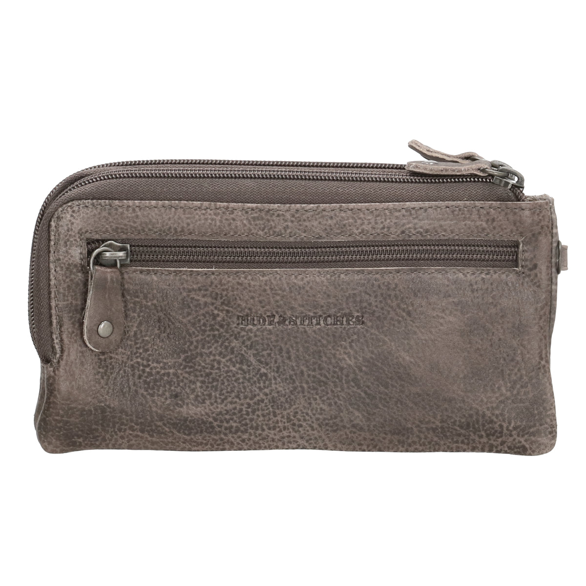Lederbörse|Handyfähig 18,5x9cm in Taupe mit Reißverschluss und RFID-Schutz - leder-accessoires.com