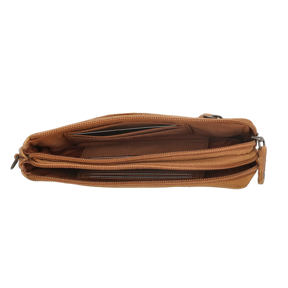Lederbörse|Handyfähig 18,5x9cm in Ocker|Senfgelb mit Reißverschluss und RFID-Schutz - leder-accessoires.com