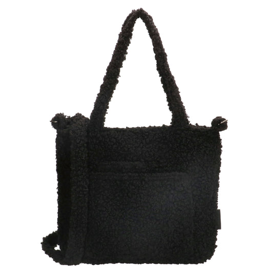 Teddyshopper 29 x 25cm in Schwarz mit Vortasche und Reißverschluss - leder-accessoires.com