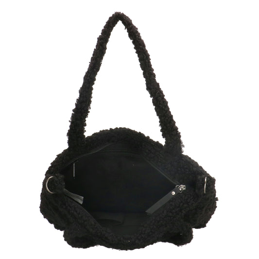 Teddyshopper 29 x 25cm in Schwarz mit Vortasche und Reißverschluss - leder-accessoires.com