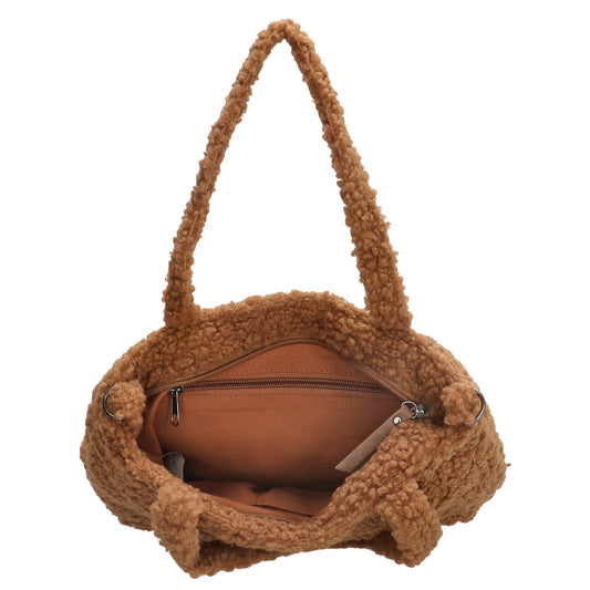 Teddyshopper 29 x 25cm in Braun mit Vortasche und Reißverschluss - leder-accessoires.com