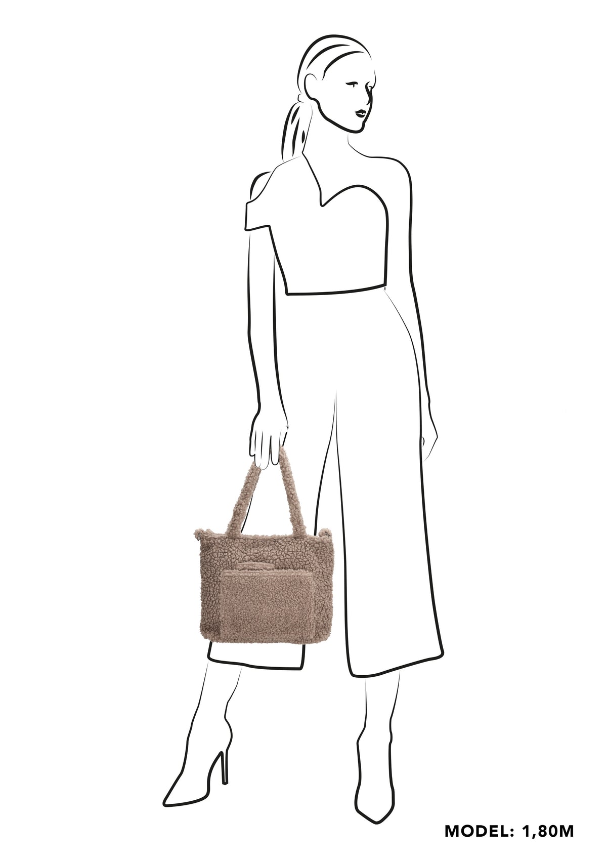 Teddyshopper 29 x 25cm in Taupe mit Vortasche und Reißverschluss - leder-accessoires.com