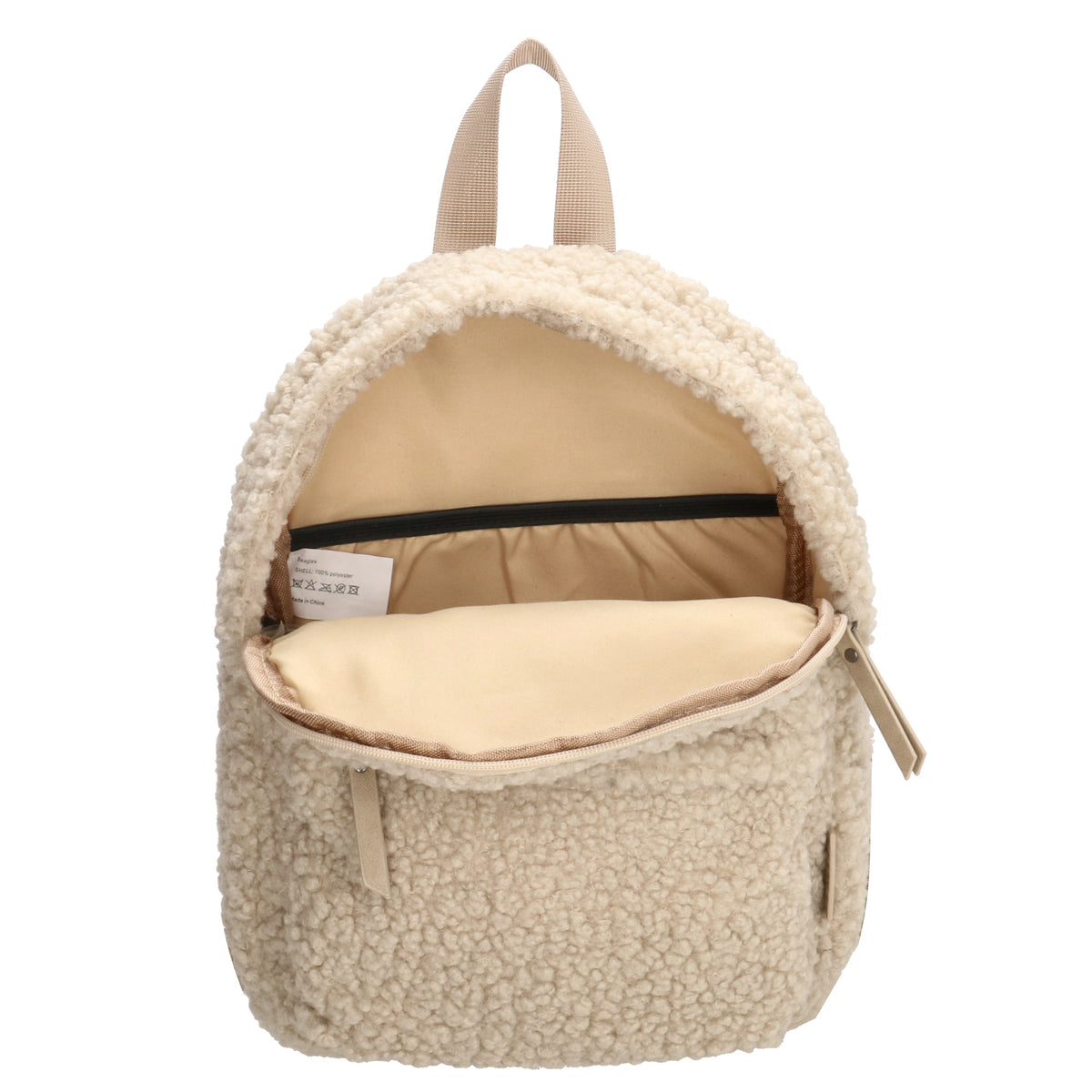 Teddyrucksack 23x31cm in Beige mit Reißverschluss - leder-accessoires.com