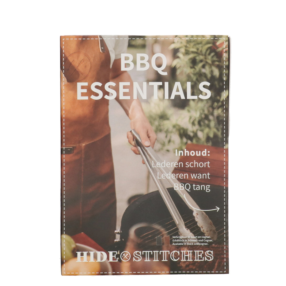 Lederschürze zum Grillen in Braun mit Lederhandschuh und Zange - leder-accessoires.com