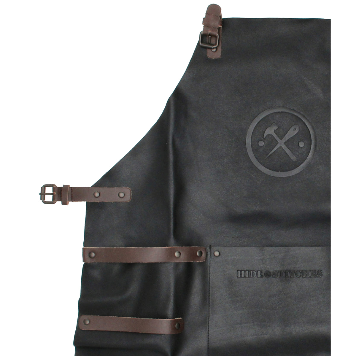 Lederschürze zum Grillen in Schwarz mit Lederhandschuh und Zange - leder-accessoires.com