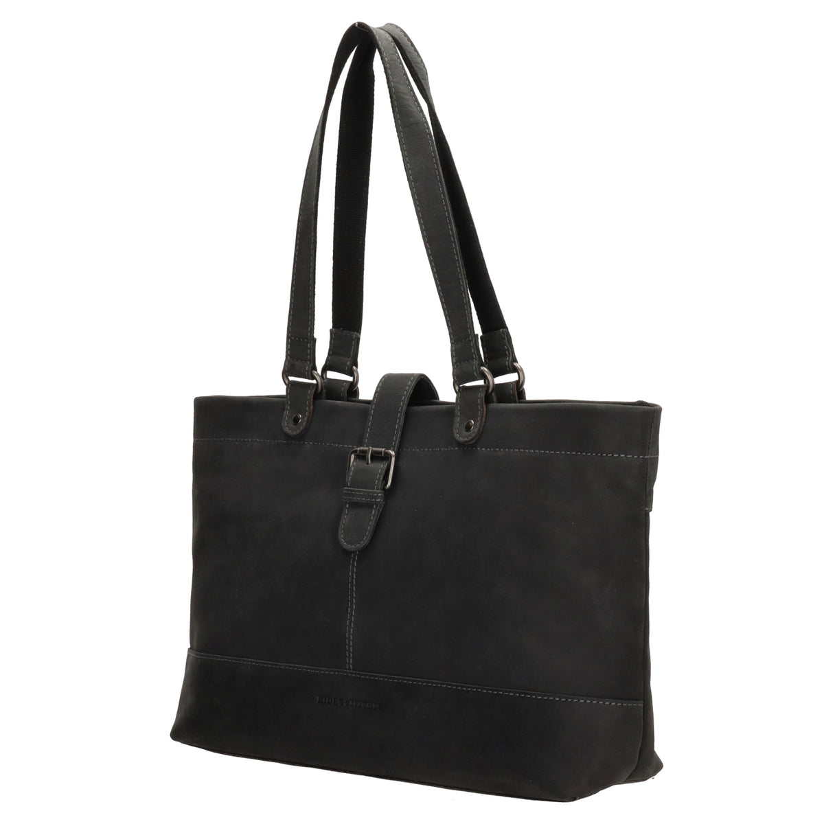 Shopper 39x27 cm in Schwarz aus Leder mit Riegel - leder-accessoires.com