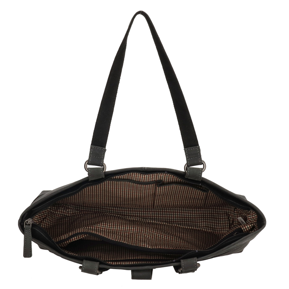 Shopper 39x27 cm in Schwarz aus Leder mit Riegel - leder-accessoires.com
