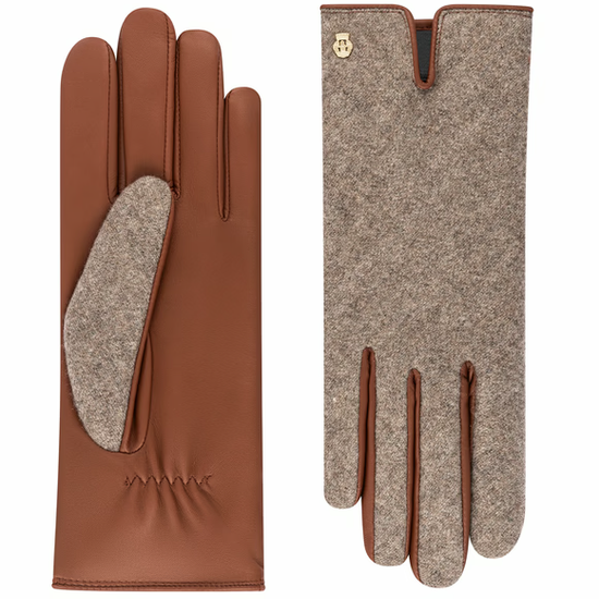 Lederhandschuhe | Haarschafleder Damen aus Leder und Wolle in Saddlebrown von Röckl - leder-accessoires.com