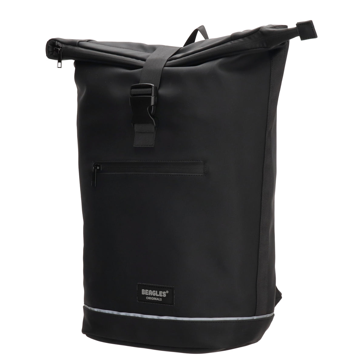 Rolltoprucksack 40x56cm in Schwarz mit Klickverschluss - leder-accessoires.com