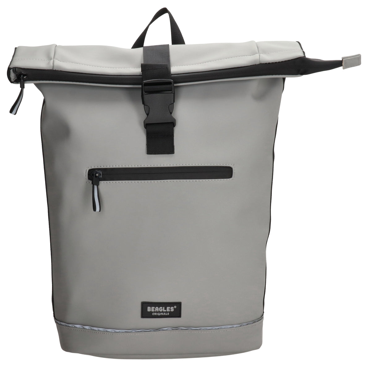 Rolltoprucksack 40x56cm in Hellgrau mit Klickverschluss - leder-accessoires.com