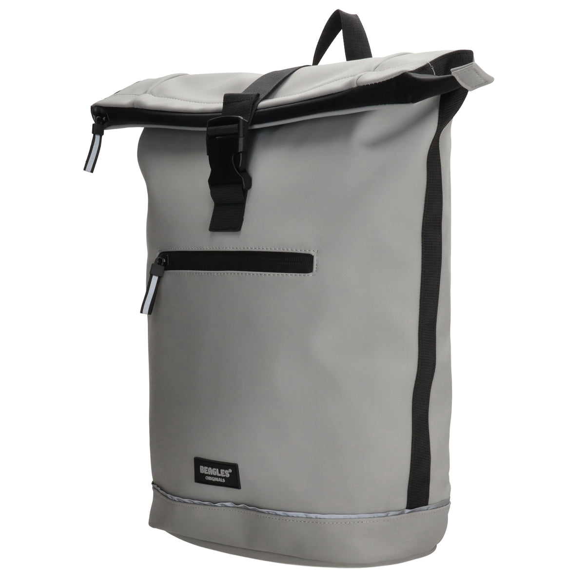 Rolltoprucksack 40x56cm in Hellgrau mit Klickverschluss - leder-accessoires.com